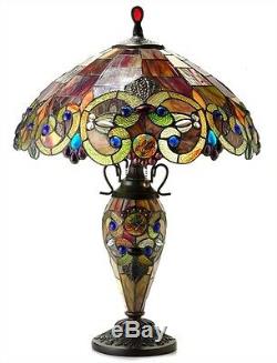 26 Tiffany Style Stained Glass Lighted Base Handcrafted Table Lamp 18 Shade