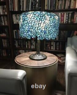 27 Tiffany Style Wisteria Table Lamp Blue Green Stained Glass Accent Light