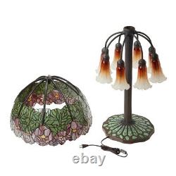 27H Lotus Mosaic Base Stained Glass Table Lamp