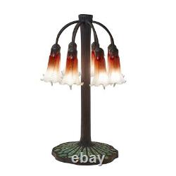 27H Lotus Mosaic Base Stained Glass Table Lamp