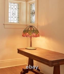 27H Lotus Mosaic Base Stained Glass Table Lamp