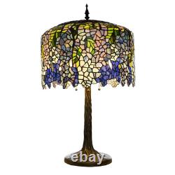 29.5H Blue Stained Glass Wisteria Table Lamp