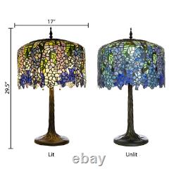 29.5H Blue Stained Glass Wisteria Table Lamp