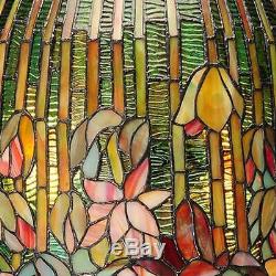 29 In. Multi-Colored Table Lamp With Tiffany Style Pond Lily Stained Glass Shade
