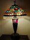 29h Tiffany Style Stained Glass Parisian Table Lamp Light Hanging Beaded