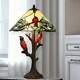 3-light Stained Glass Tiffany Style Cardinal Table Accent Lamp 24 In Tall