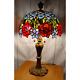 3-light Stained Glass Tiffany Style Rose Bush Table Lamp 26 Tall Metal Base