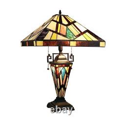 3-Light Tiffany-Style Stained Glass Table Lamp, Double-Lit, 16 Shade