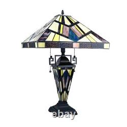 3-Light Tiffany-Style Stained Glass Table Lamp, Double-Lit, 16 Shade