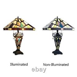 3-Light Tiffany-Style Stained Glass Table Lamp, Double-Lit, 16 Shade