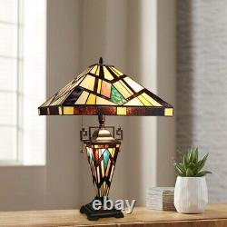 3-Light Tiffany-Style Stained Glass Table Lamp, Double-Lit, 16 Shade