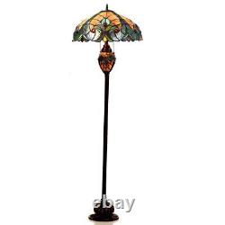 3-Light Victorian Tiffany Style Amber Stained Glass Floor Lamp