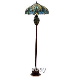 3-Light Victorian Tiffany Style Amber Stained Glass Floor Lamp