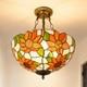3-head Circular Tiffany Lamp, Colorful Sunflower Chandelier, 16'' Glass New Lamp