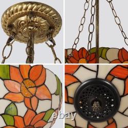 3-head Circular Tiffany Lamp, Colorful Sunflower Chandelier, 16'' Glass New Lamp