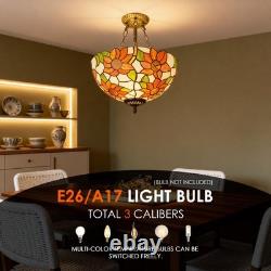 3-head Circular Tiffany Lamp, Colorful Sunflower Chandelier, 16'' Glass New Lamp