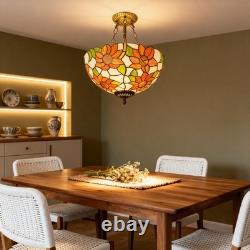 3-head Circular Tiffany Lamp, Colorful Sunflower Chandelier, 16'' Glass New Lamp
