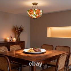 3-head Circular Tiffany Lamp, Colorful Sunflower Chandelier, 16'' Glass New Lamp