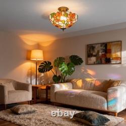3-head Circular Tiffany Lamp, Colorful Sunflower Chandelier, 16'' Glass New Lamp