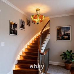 3-head Circular Tiffany Lamp, Colorful Sunflower Chandelier, 16'' Glass New Lamp