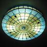 3-light Tiffany Style Flush Mount Ceiling Light Stained Glass Shade Ceiling Lamp