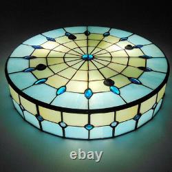 3-light Tiffany Style Flush Mount Ceiling Light Stained Glass Shade Ceiling Lamp