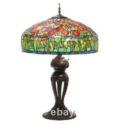 33.25H Tulip Antique Style Stained Glass Table Lamp