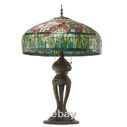 33.25H Tulip Antique Style Stained Glass Table Lamp