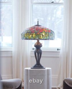 33.25H Tulip Antique Style Stained Glass Table Lamp