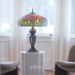 33.25H Tulip Antique Style Stained Glass Table Lamp