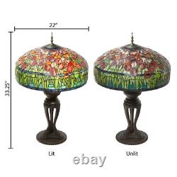 33.25H Tulip Antique Style Stained Glass Table Lamp