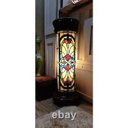 36 Tiffany- Style Stained Glass Victorian Pedestal Lamp