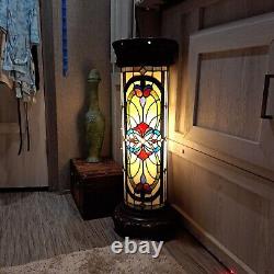 36 Tiffany- Style Stained Glass Victorian Pedestal Lamp