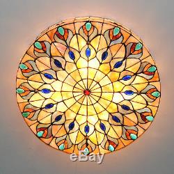 50cm Tiffany Retro Stained Glass Peacock Style Ceiling Light Home Lamp Fixtures