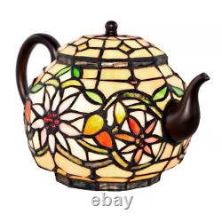 6.5 In. Multi-Colored Stained Glass Indoor Novelty Teapot Lamp