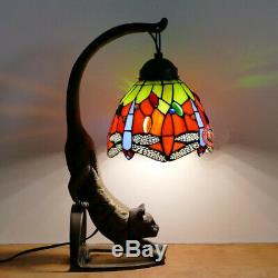 6 Red Dragonfly Tiffany Style Table Night Light with Stained Glass Lamp shade Bar