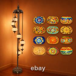 7 Globe Turkish Mosaic Floor Lamp Bohemian Moroccan Handmade Stained Glass Stand