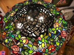 80 Round Huge Wisteria Tiffany Style Stained Glass Lamp Shade Laurelton Museum