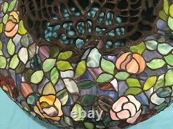 80 Round Huge Wisteria Tiffany Style Stained Glass Lamp Shade Laurelton Museum