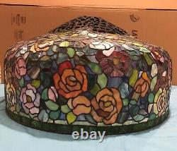 80 Round Huge Wisteria Tiffany Style Stained Glass Lamp Shade Laurelton Museum