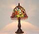 8w Butterfly Flowers Stained Glass Handcrafted Table Desk Lamp, Zinc Base