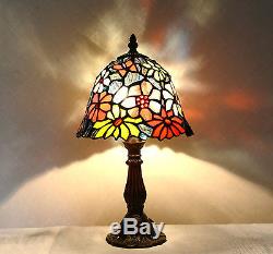 8W Butterfly Flowers Stained Glass Handcrafted Table Desk Lamp, Zinc Base