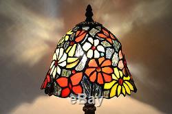 8W Butterfly Flowers Stained Glass Handcrafted Table Desk Lamp, Zinc Base