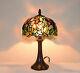8w Grape Vine Stained Glass Handcrafted Table Desk Lamp, Zinc Base