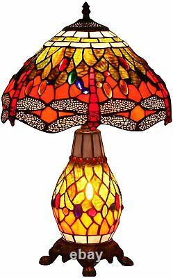 9-inch Tall Tiffany Style Stained Glass Wide Complicated Lampshade Table Lamp