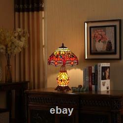 9-inch Tall Tiffany Style Stained Glass Wide Complicated Lampshade Table Lamp