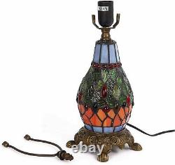 9-inch Tall Tiffany Style Stained Glass Wide Complicated Lampshade Table Lamp