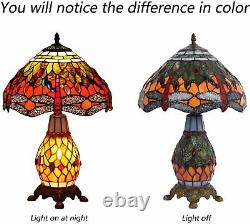 9-inch Tall Tiffany Style Stained Glass Wide Complicated Lampshade Table Lamp