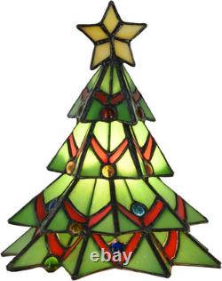 A0001 Tiffany Style Stained Glass Accent Table Lamp for Home Decor, Christmas Tab