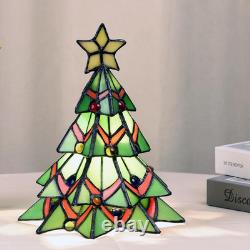 A0001 Tiffany Style Stained Glass Accent Table Lamp for Home Decor, Christmas Tab